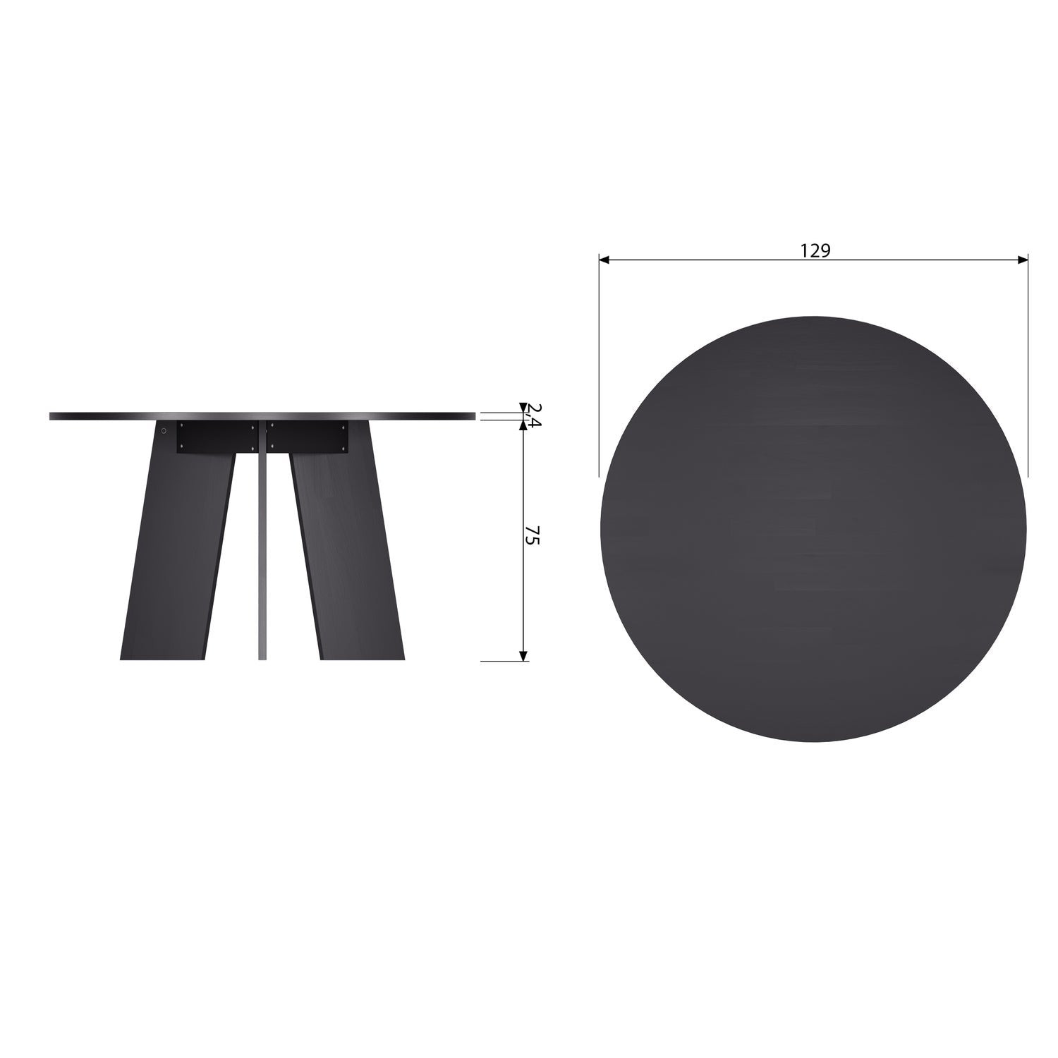 FRIES DINING TABLE OAK BLACKNIGHT O129CM [fsc]