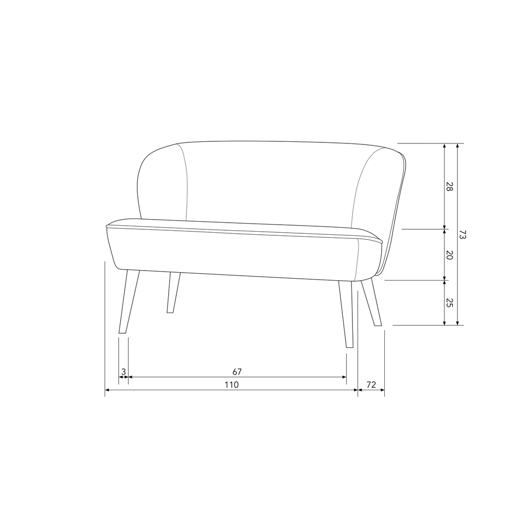 SARA SMALL SOFA VELVET OCHRE