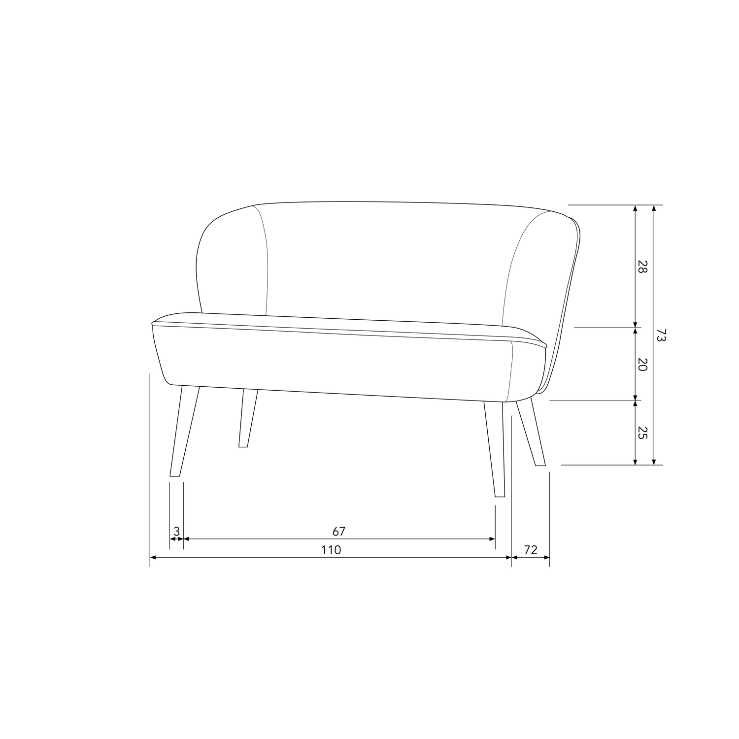 SARA SMALL SOFA VELVET OCHRE