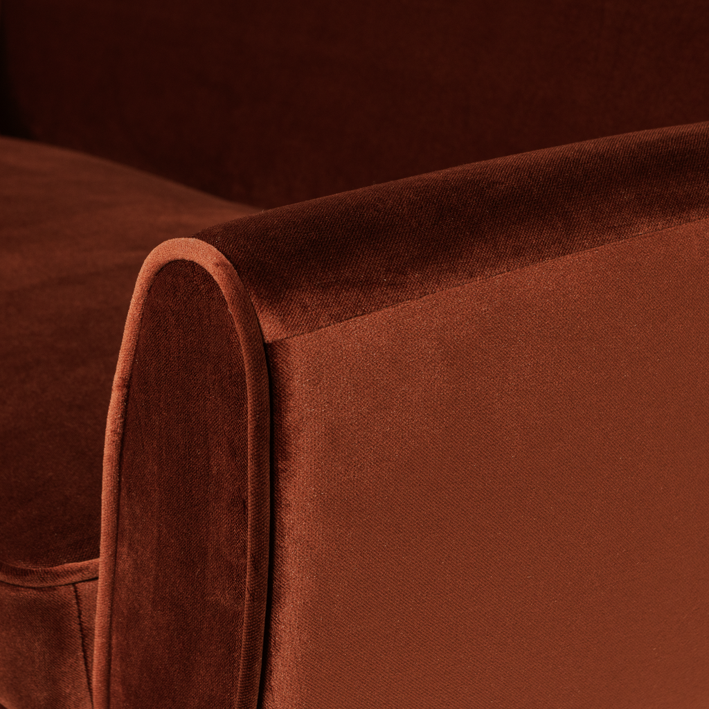 ROCCO SOFA187 CM VELVET RUST BROWN