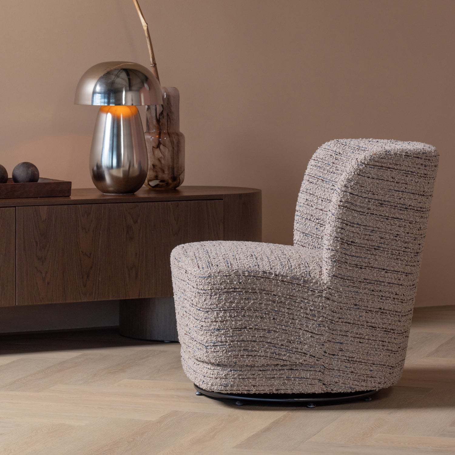 ATTY SWIVEL ARMCHAIR CHUNKY MELANGE BEIGE [fsc]