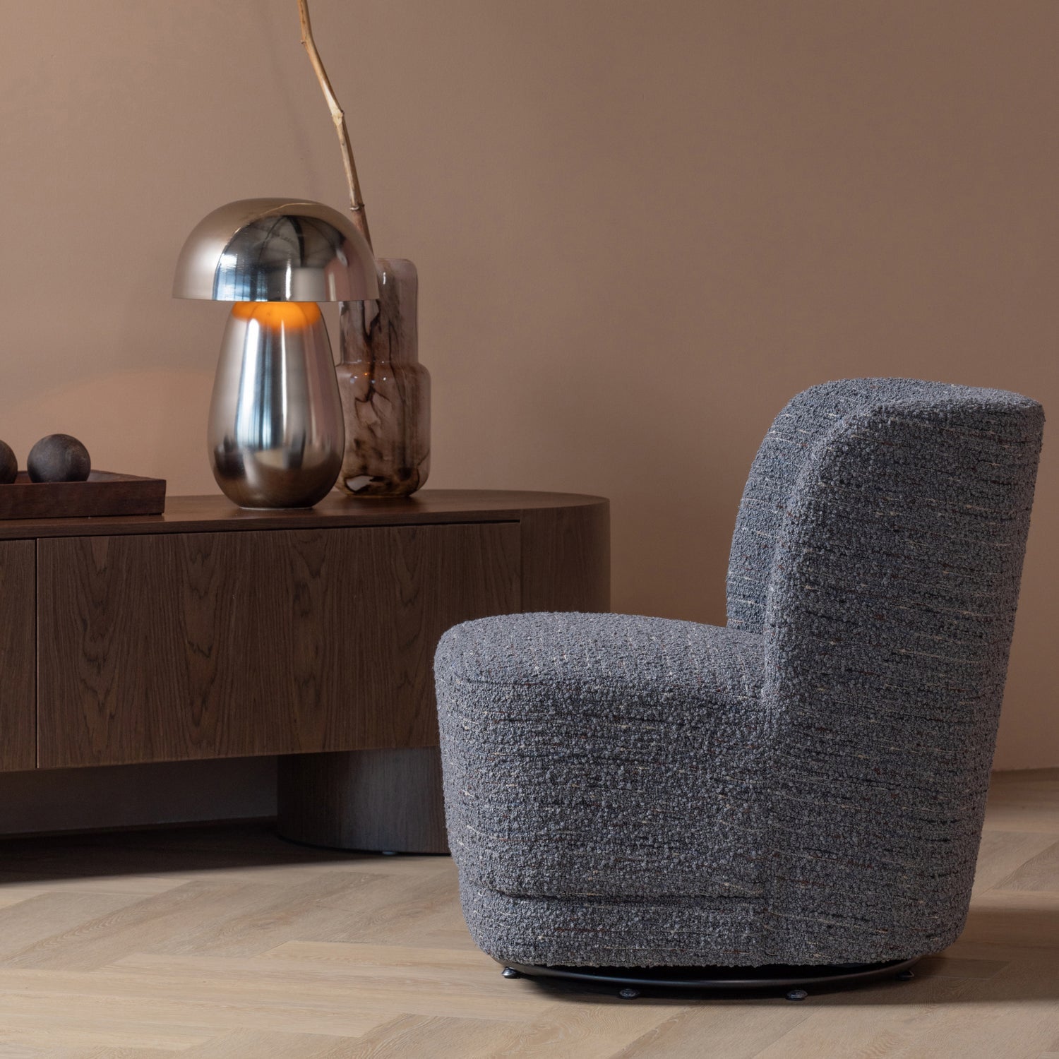 ATTY SWIVEL ARMCHAIR CHUNKY MELANGE GREY [fsc]