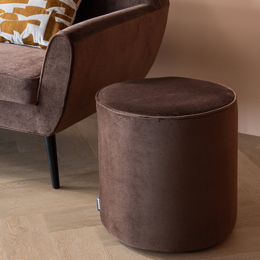 SARA POUF HIGH 46xO46 CM VELVET DARK BROWN [fsc]