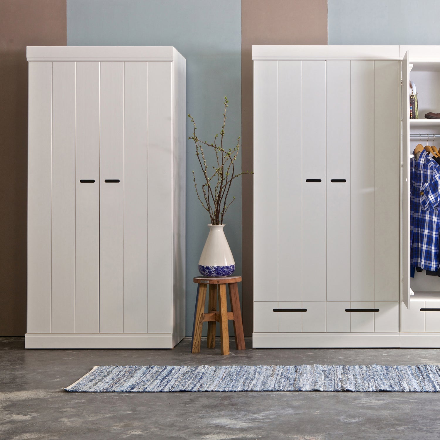 CONNECT 3-DOORS BASIC DRAWER - STRIP DOORS CAB WHITE [fsc]