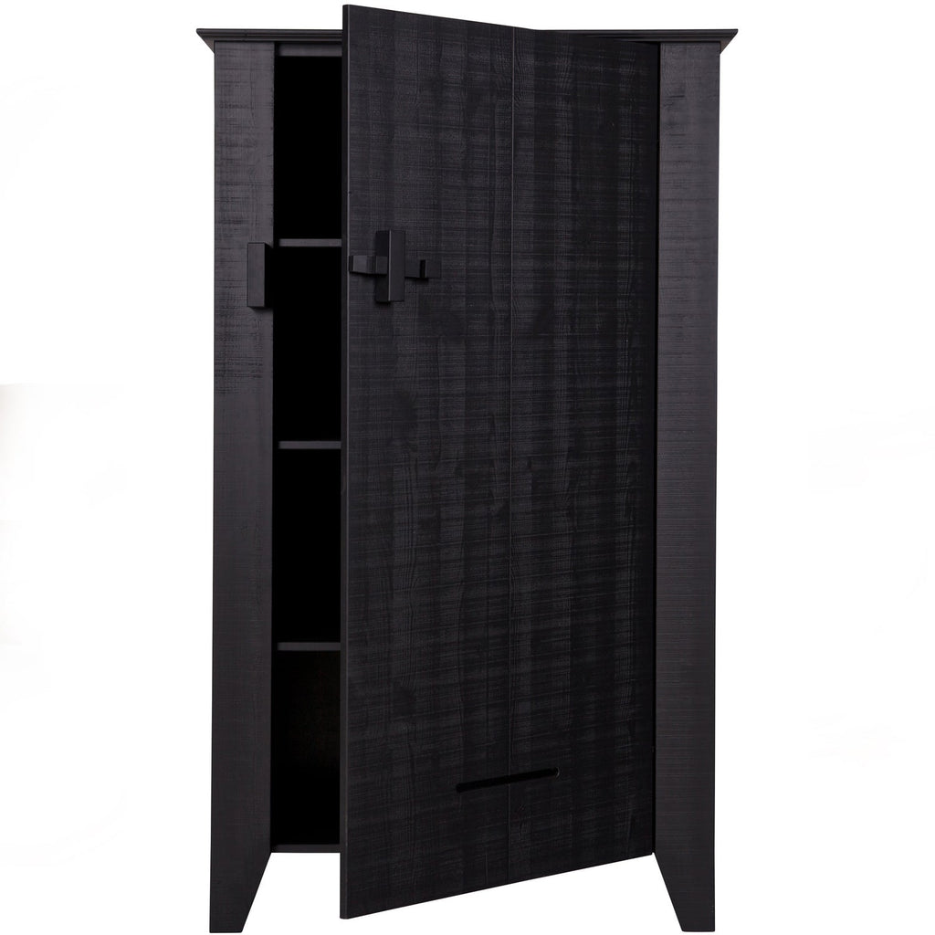 GIJS FARMER CABINET ROUGH SAWN PINE BLACK [fsc]
