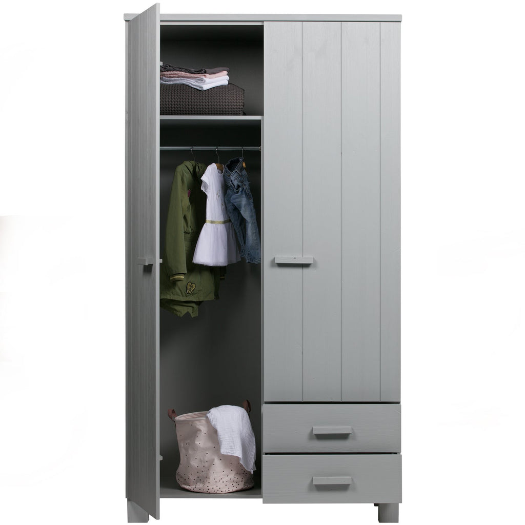 DENNIS WARDROBE WITH DRAWERS PINE CONCRETE GREY [fsc]