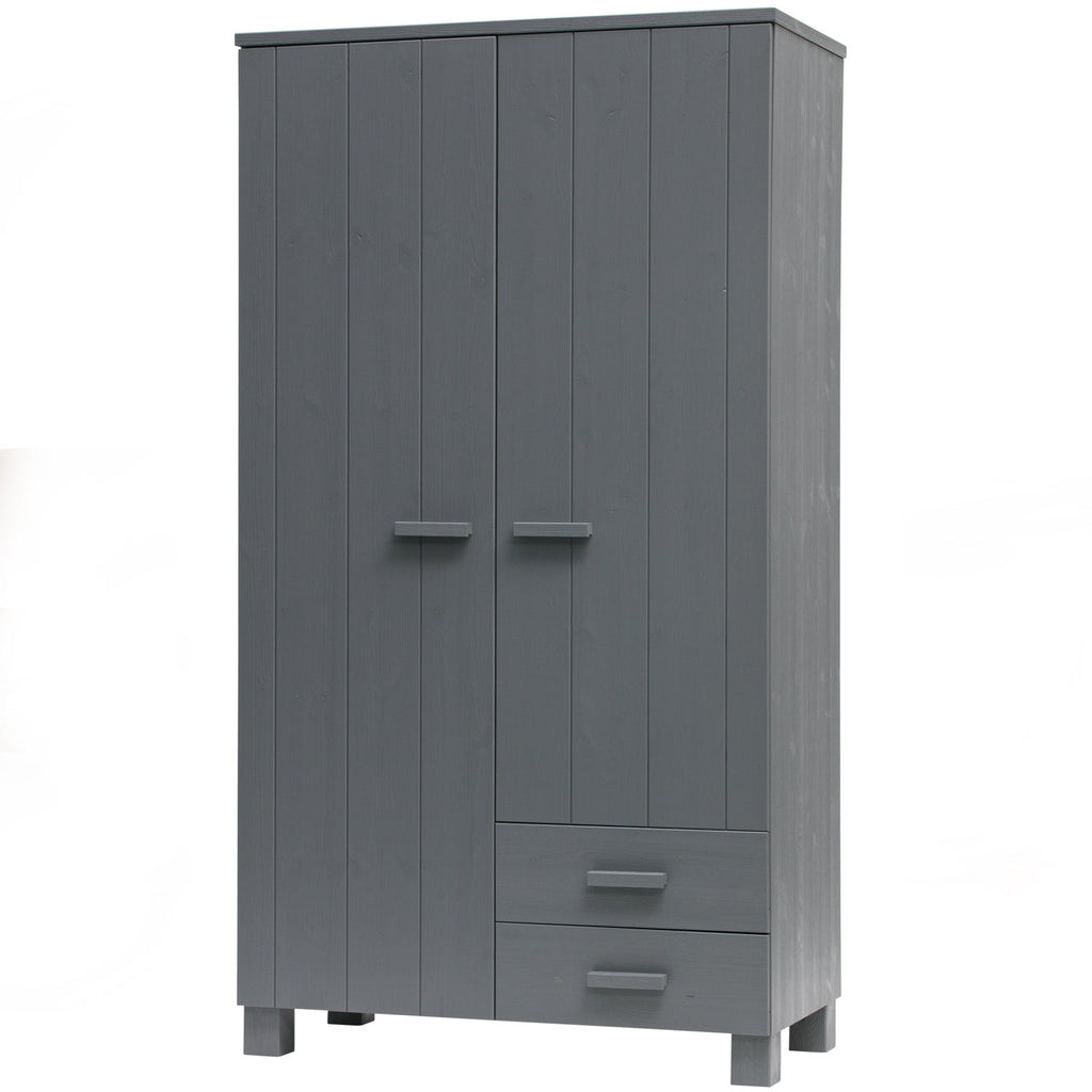 DENNIS WARDROBE WITH DRAWERS PINE STEEL GREY [fsc]