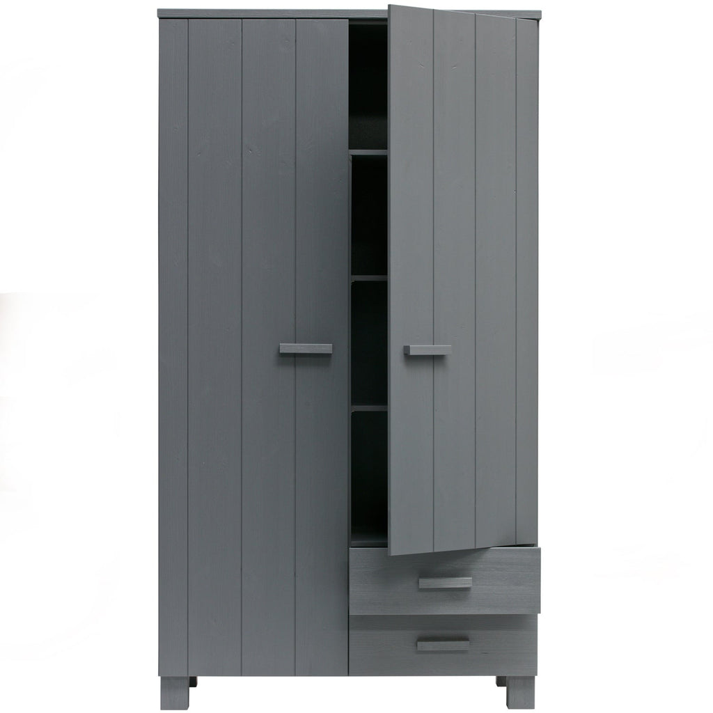 DENNIS WARDROBE WITH DRAWERS PINE STEEL GREY [fsc]