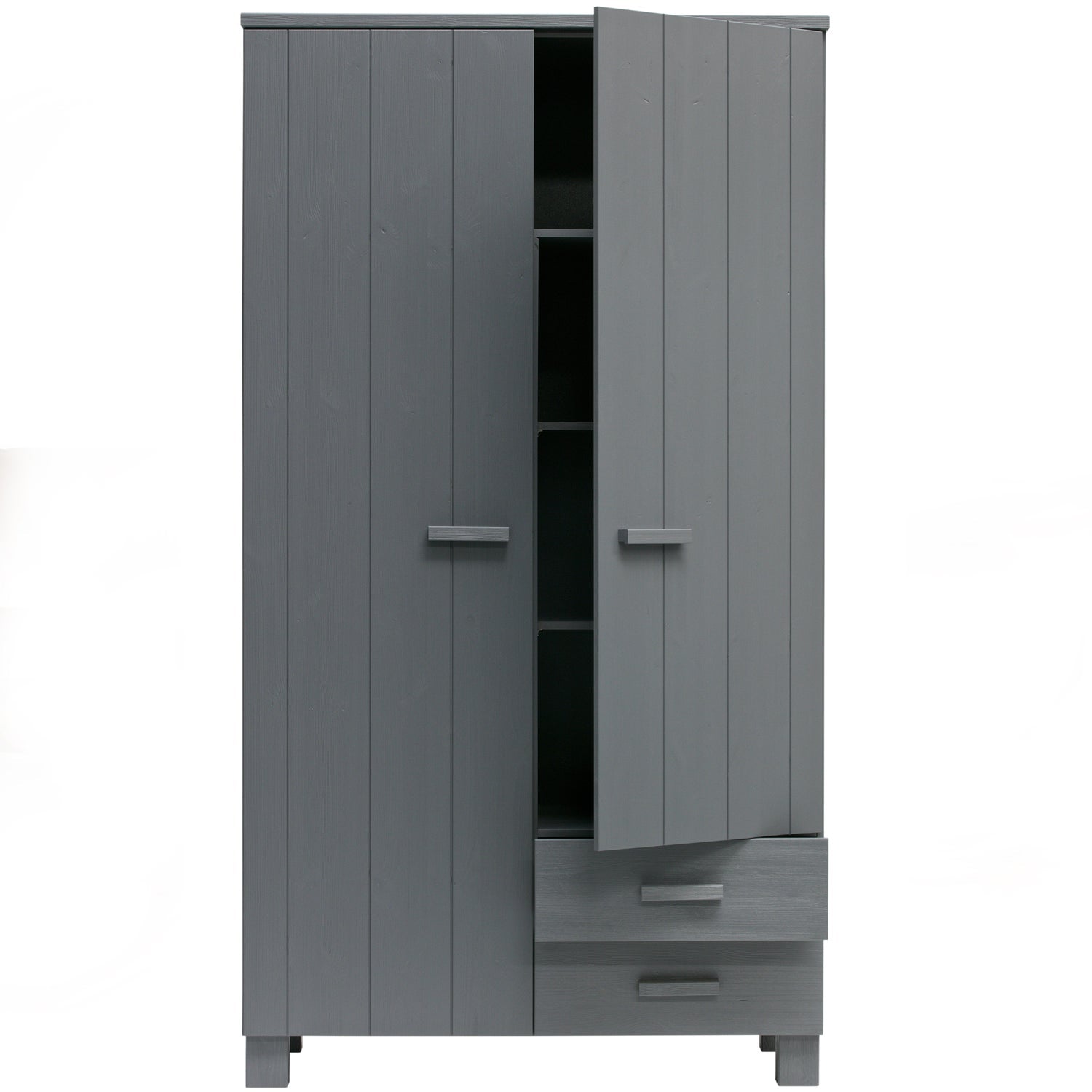 DENNIS WARDROBE WITH DRAWERS PINE STEEL GREY [fsc]
