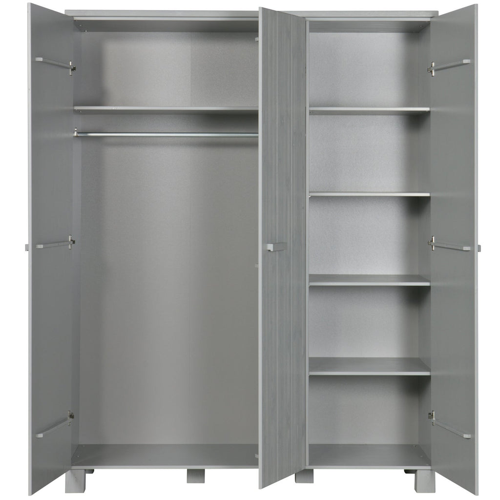 DENNIS 3-DOORS WARDROBE PINE CONCRETE CONCRETE GREY [fsc]