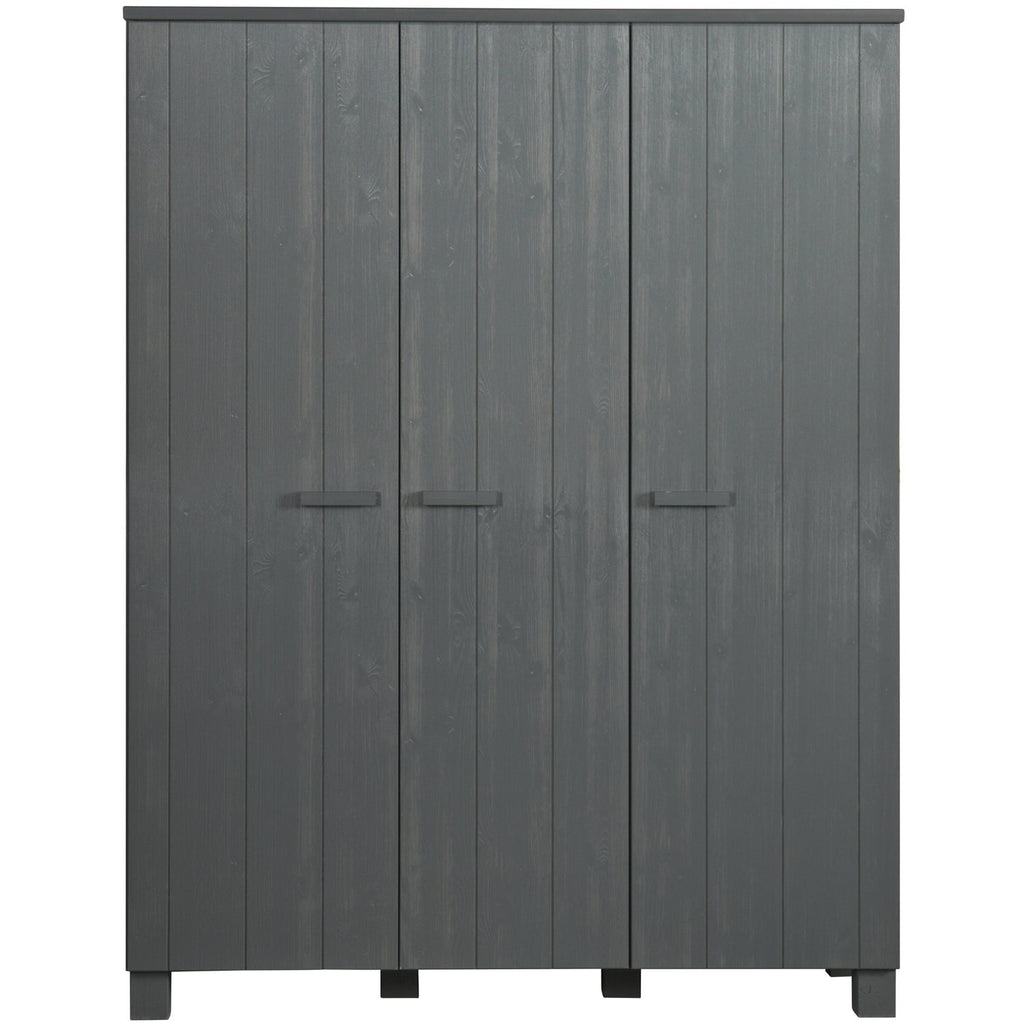 DENNIS 3-DOORS WARDROBE STEEL GREY [fsc]