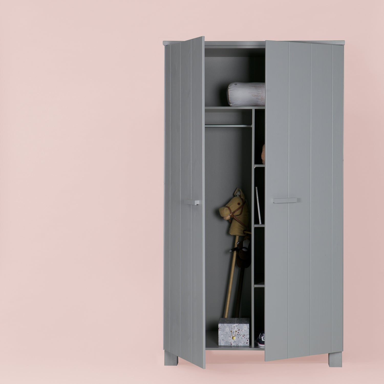 DENNIS WARDROBE PINE CONCRETE GREY [fsc]