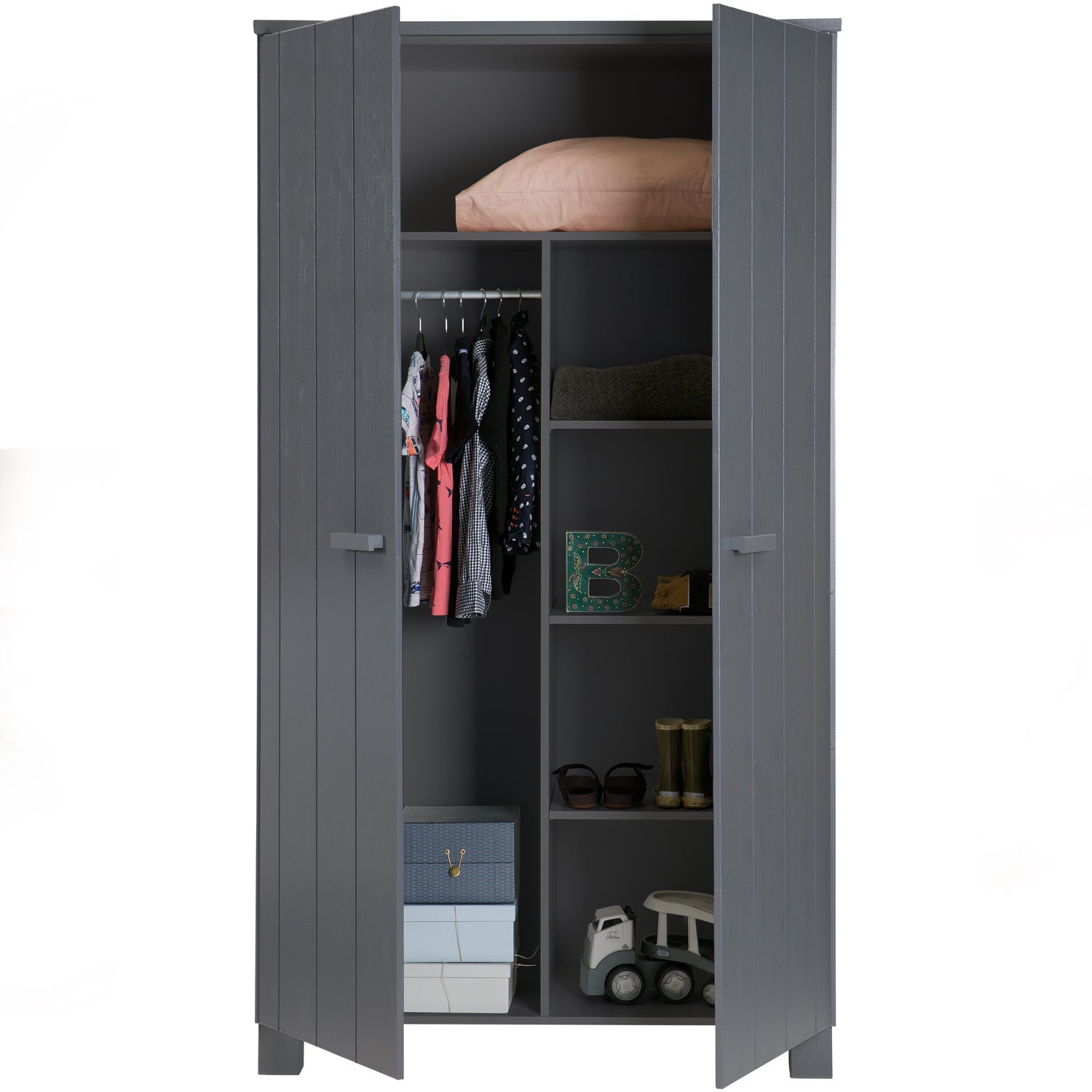 DENNIS WARDROBE PINE STEEL GREY [fsc]
