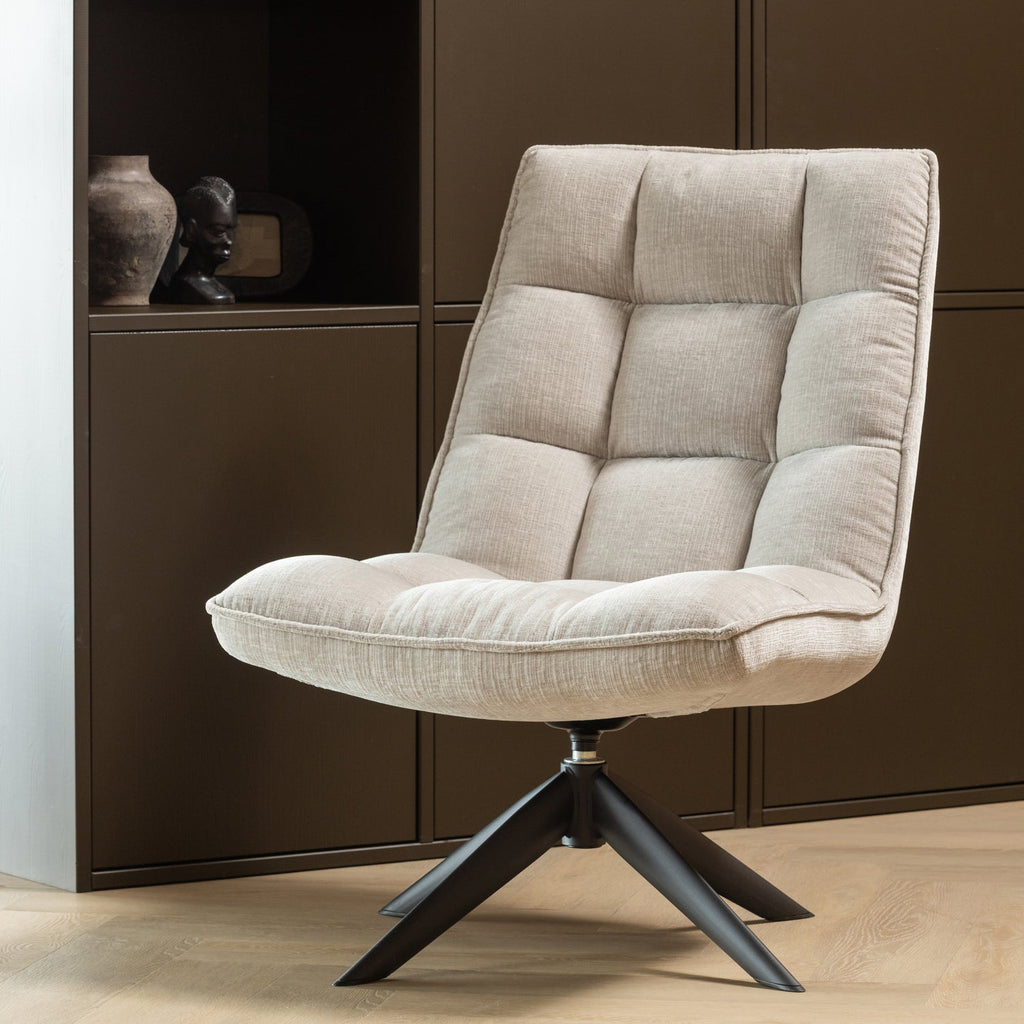 JOUKE SWIVEL ARMCHAIR CHENILLE TEXTURED NATURAL