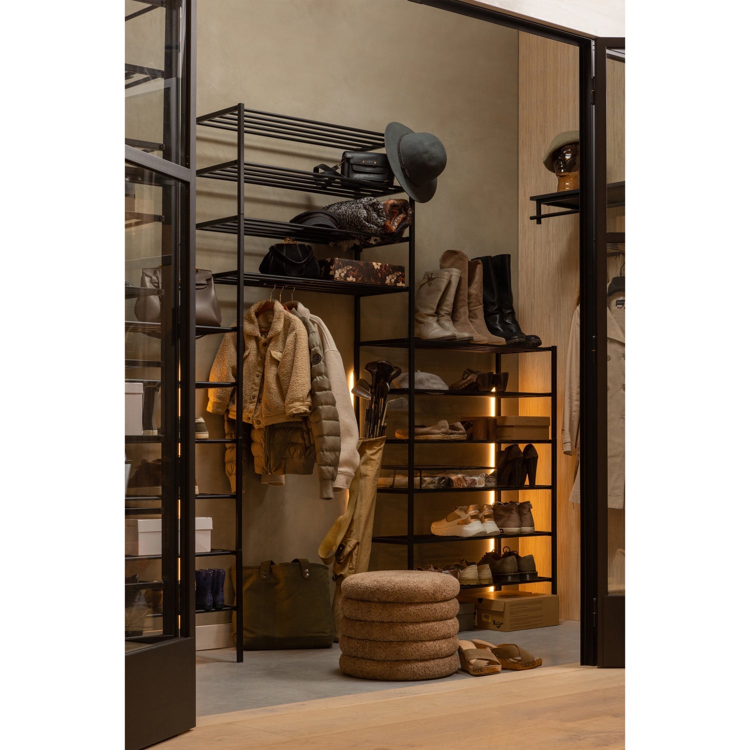 FERRO SHOE RACK STACK OF 4 METAL BLACK