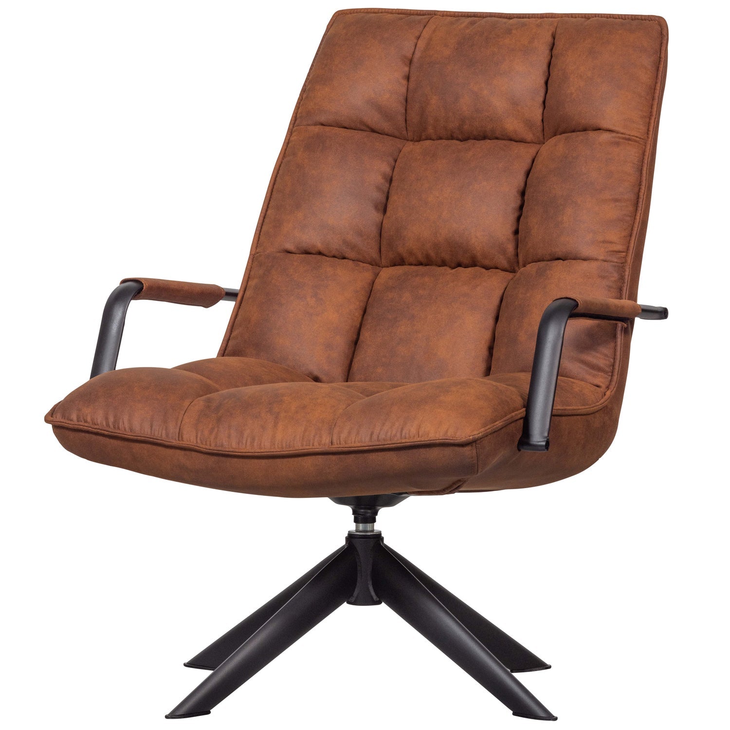 JOUKE SWIVEL ARMCHAIR ARM IMITATION LEATHER COGNAC [fsc]