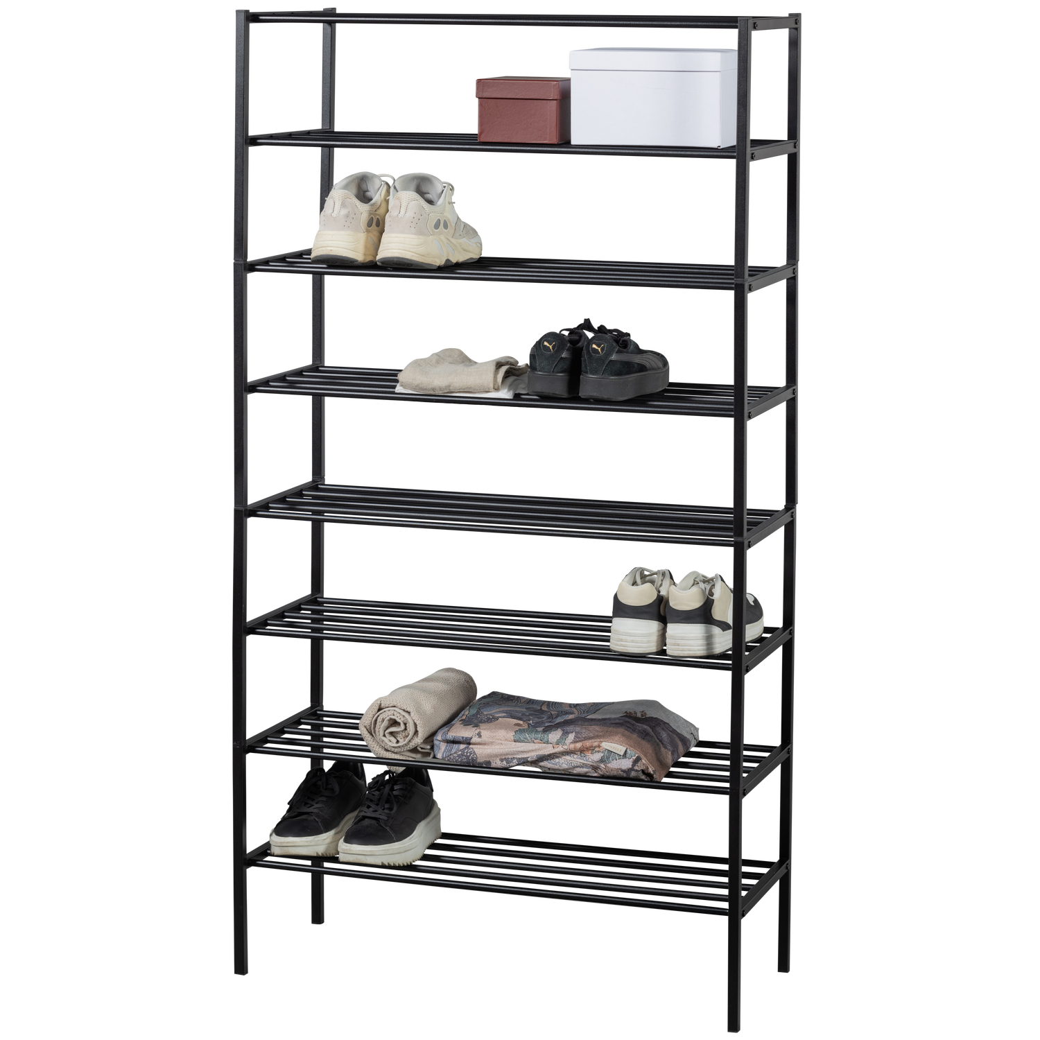 FERRO SHOE RACK STACK OF 4 METAL BLACK