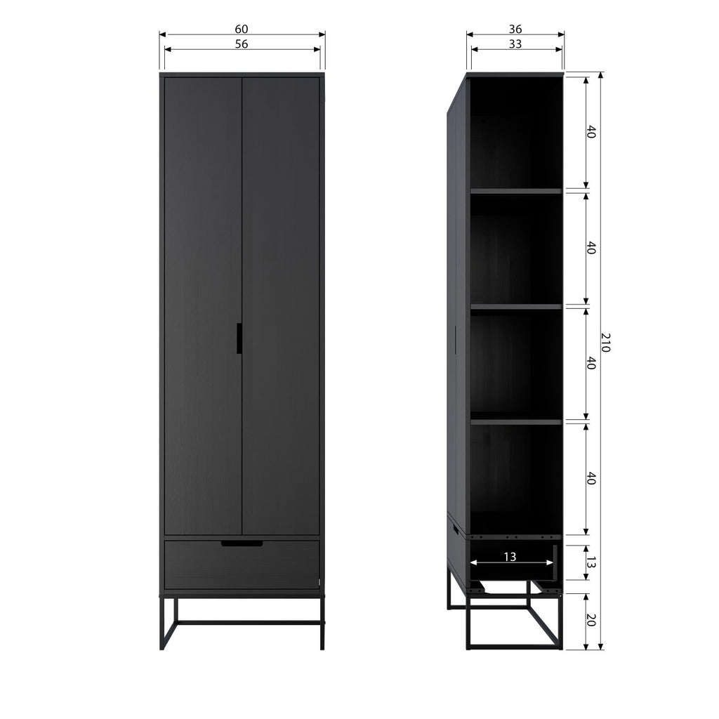 SILAS CABINET ASH BRUSHED BLACKNIGHT [fsc]