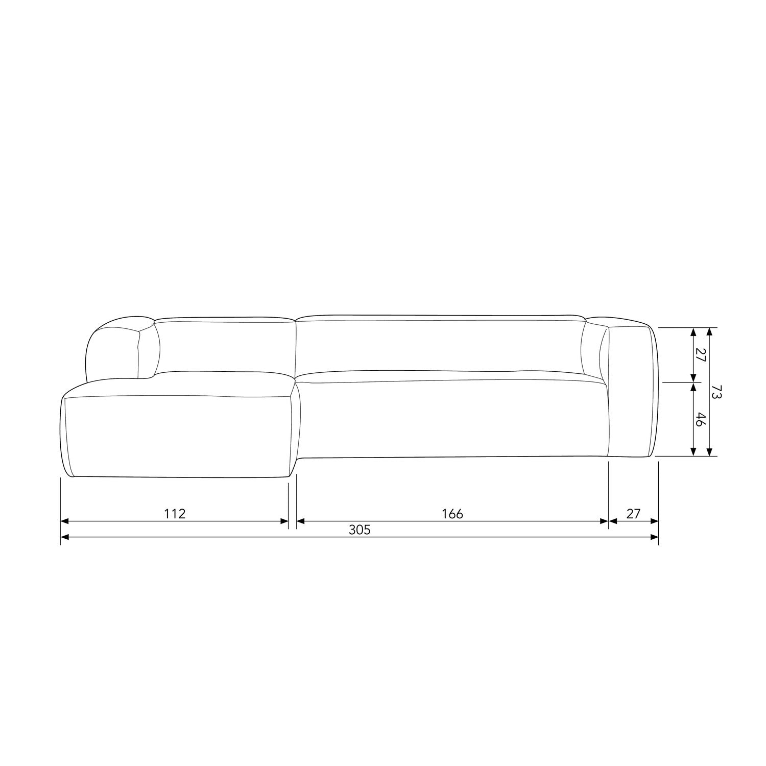 BEAN CORNER SOFA INCL. CUSHIONS LIGHT GREY MELANGE