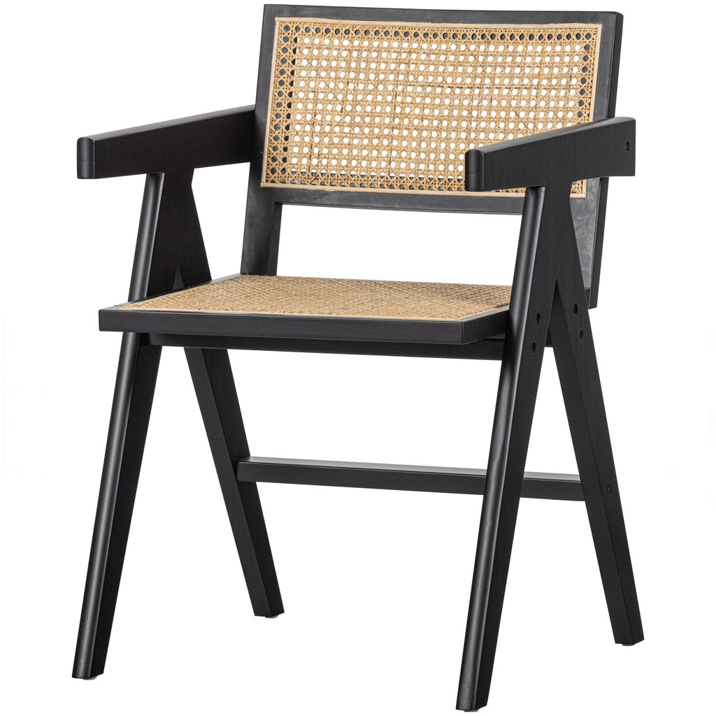 GUNN DINING CHAIR RATTAN/WOOD BLACK