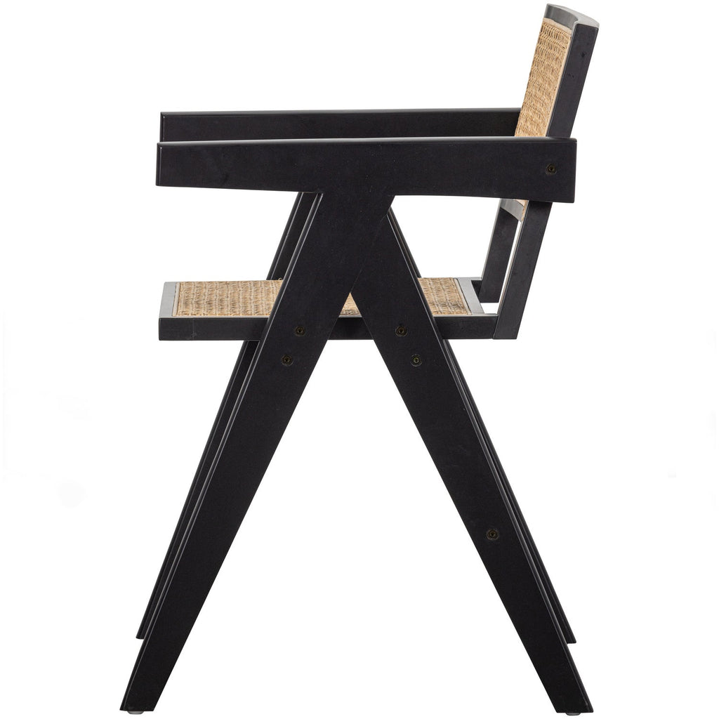 GUNN DINING CHAIR RATTAN/WOOD BLACK