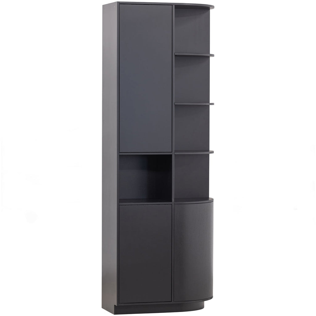 FINCA STORAGE CABINET ROUND RIGHT 78CM PINE DEEP BLACK [fsc]