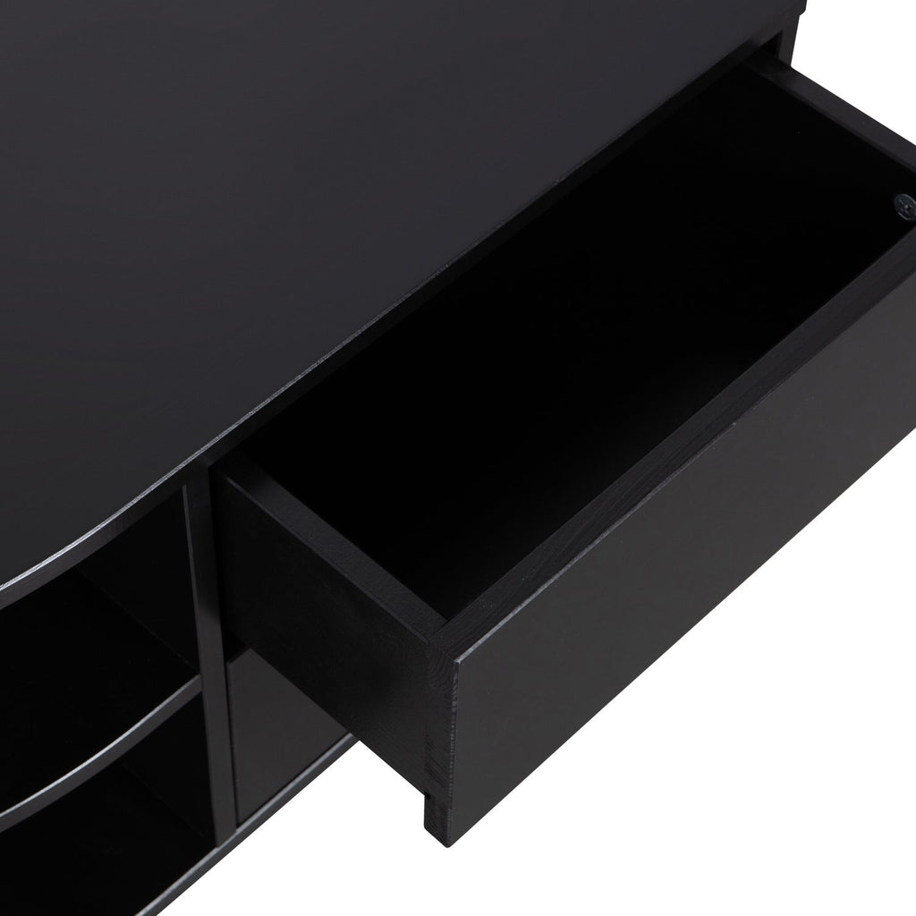 FINCA TV UNIT ROUND LEFT 78 CM PINE DEEP BLACK [fsc]
