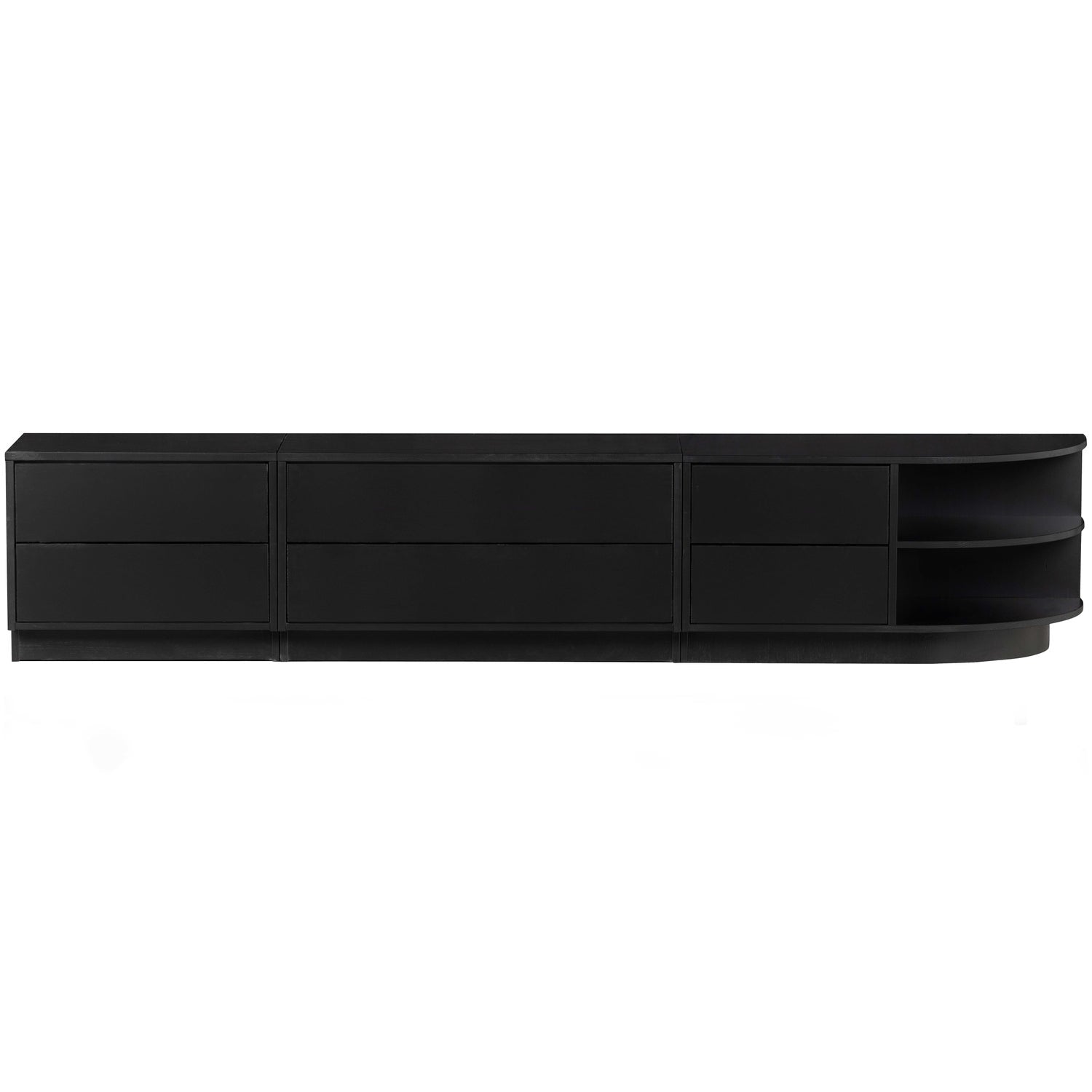 FINCA TV UNIT ROUND RIGHT 78 CM PINE DEEP BLACK [fsc]