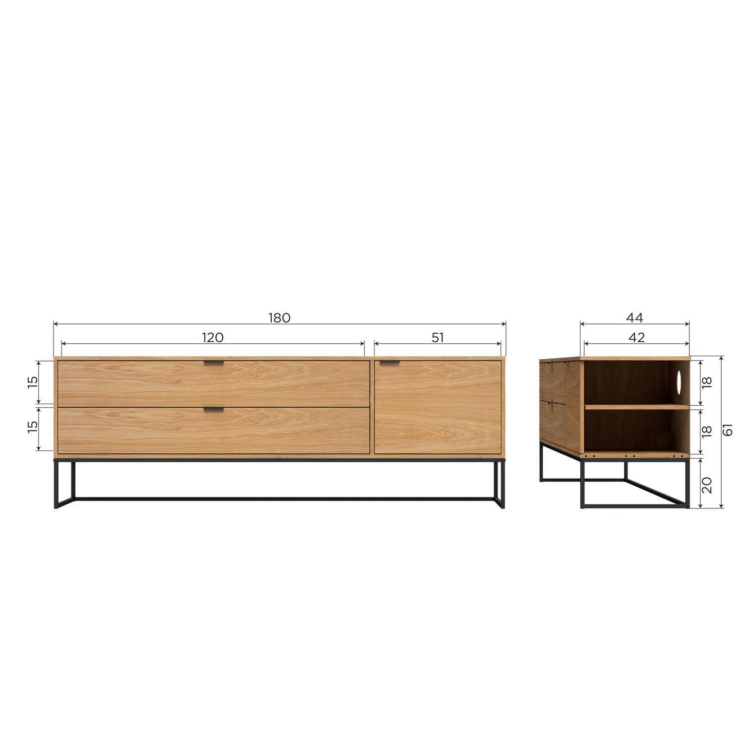SILAS TV UNIT 180CM OAK DECOR [fsc]