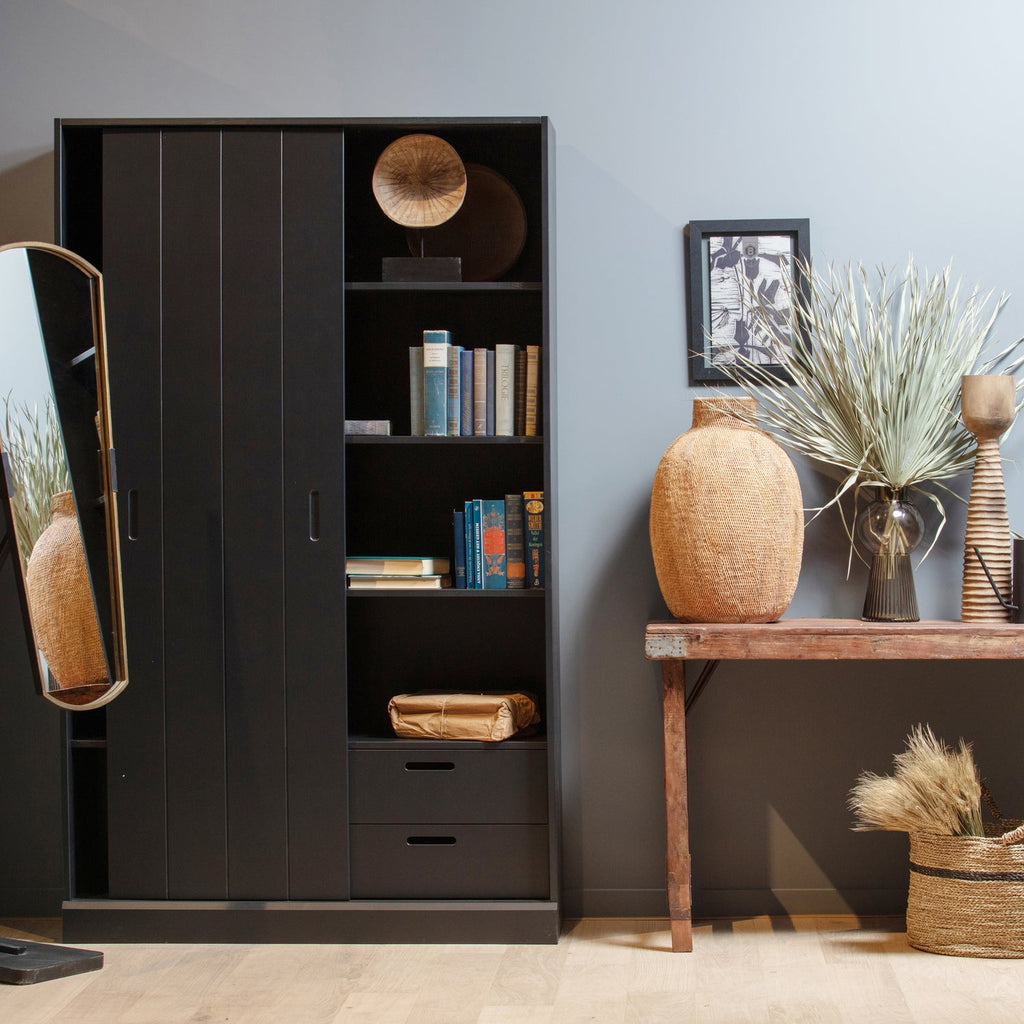 MOVE SLIDING DOOR CABINET PINE MATT BLACK [fsc]