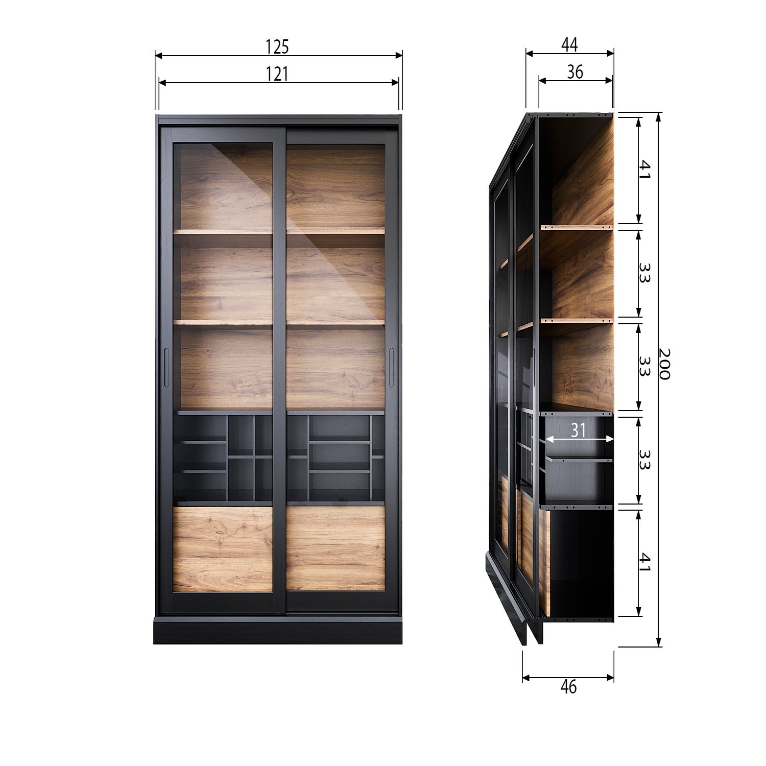 JAMES CABINET BLACK/WALNUT [fsc]