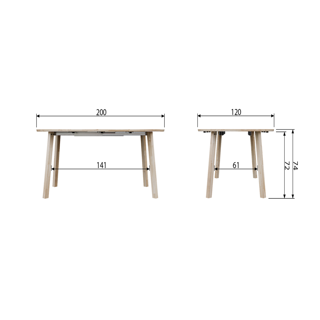 LANGE JAN O EXTENDABLE DINING TABLE OAK BLACKNIGHT [fsc]