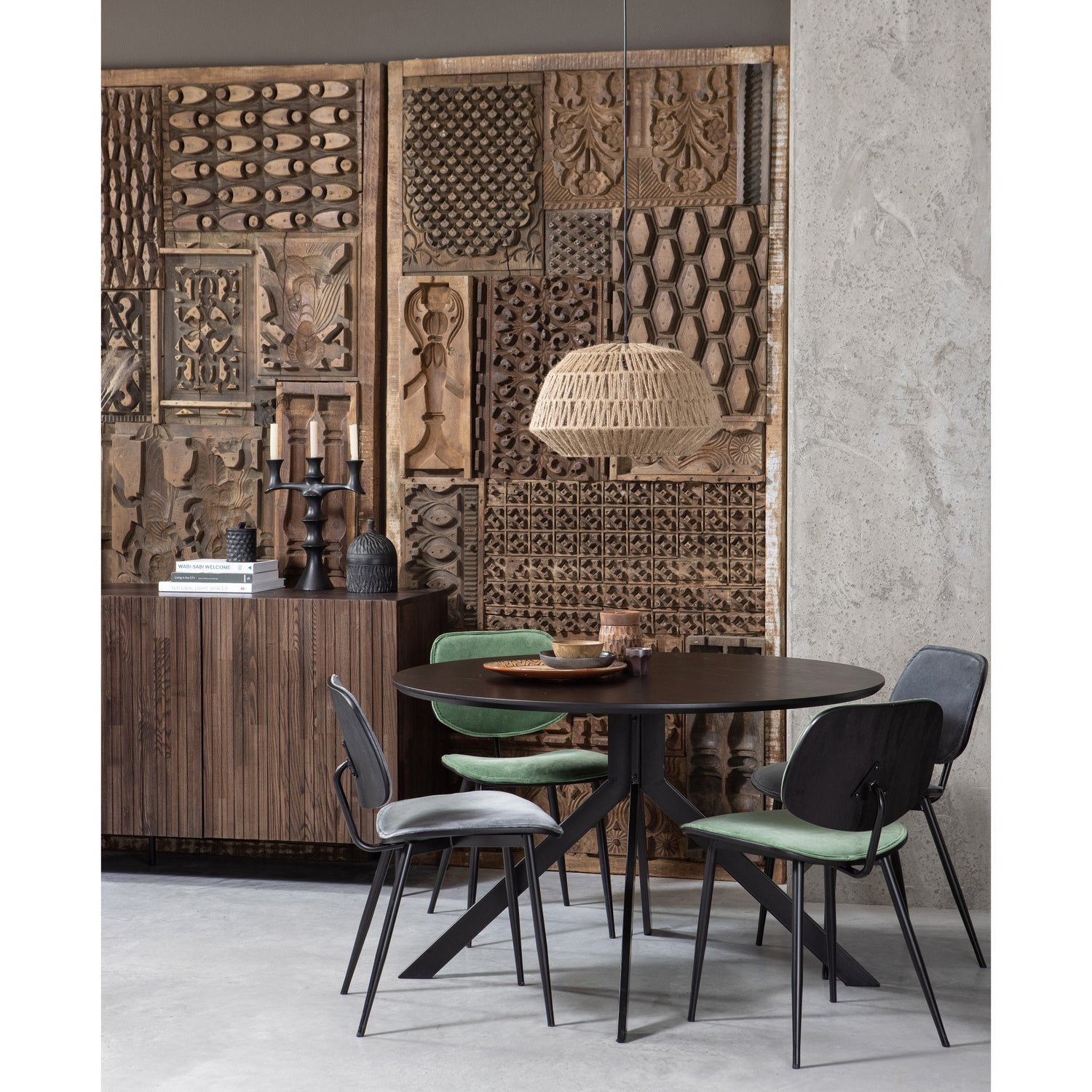 BRUNO DINING TABLE MDF BLACK O120 CM