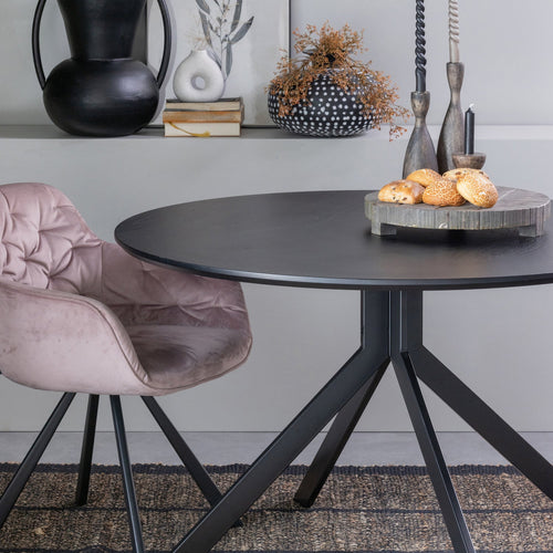 BRUNO DINING TABLE MDF BLACK O120 CM