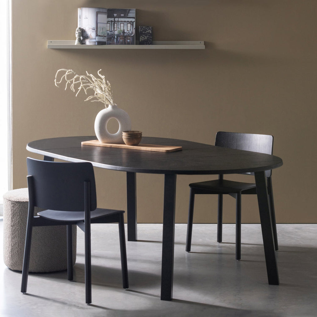 LANGE JAN O EXTENDABLE DINING TABLE OAK BLACKNIGHT [fsc]