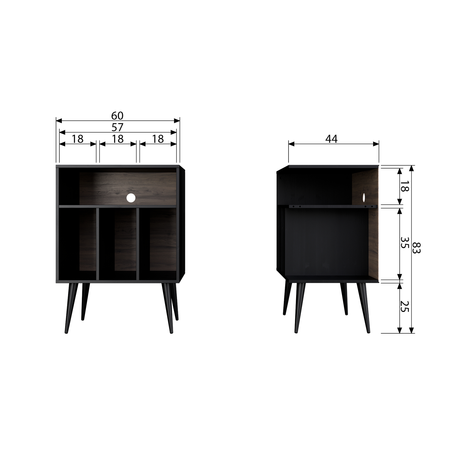 JAMES SMALL CABINET BLACK/WALNUT [fsc]