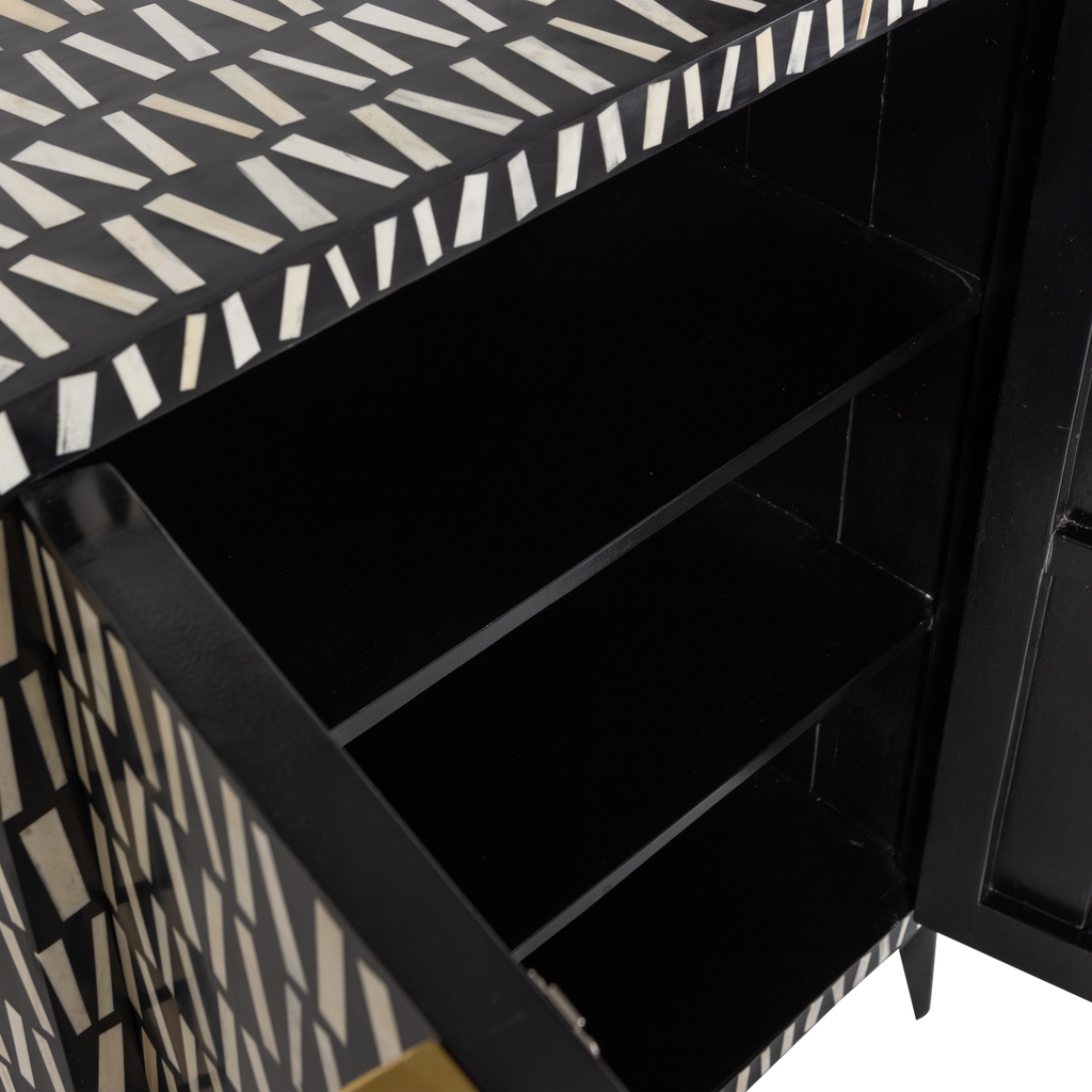MENNE CABINET WOOD BLACK/WHITE