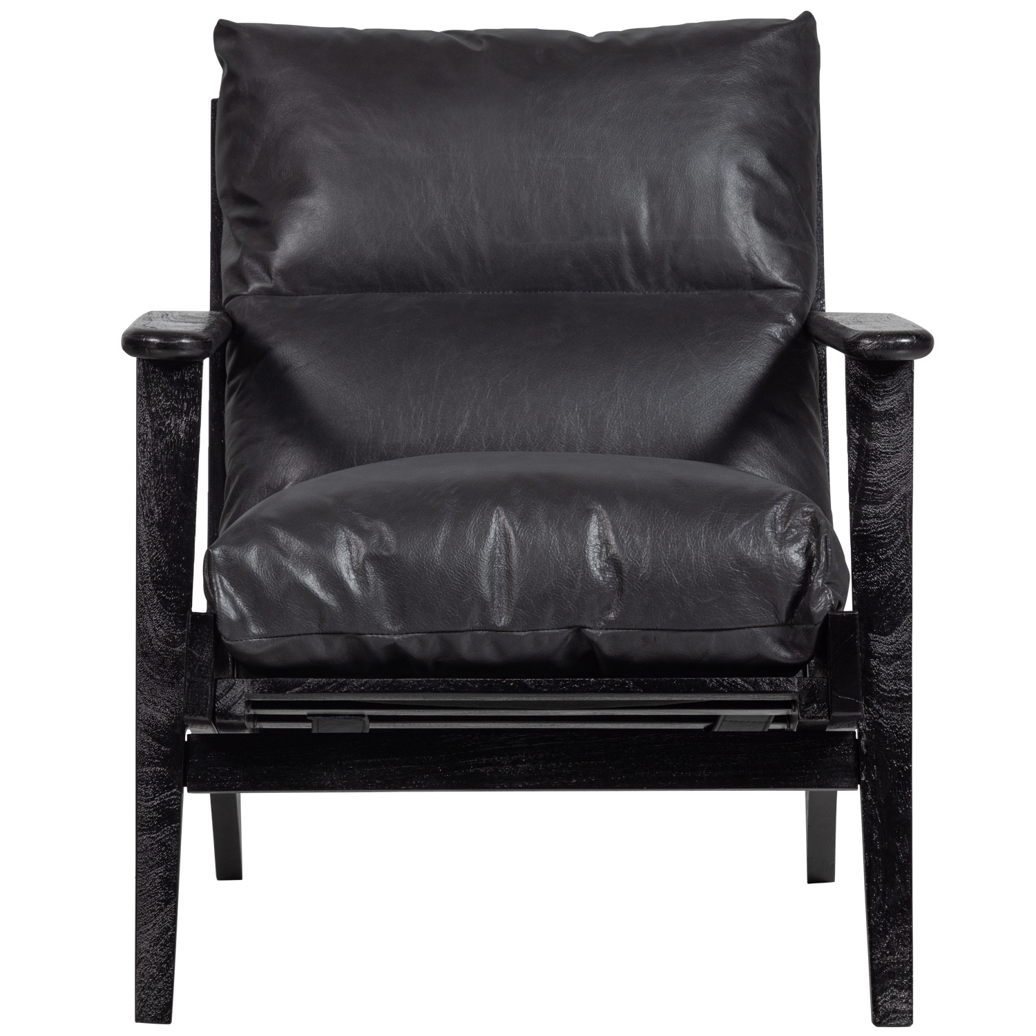 HOUSTON ARMCHAIR LEATHER/WOOD BLACK