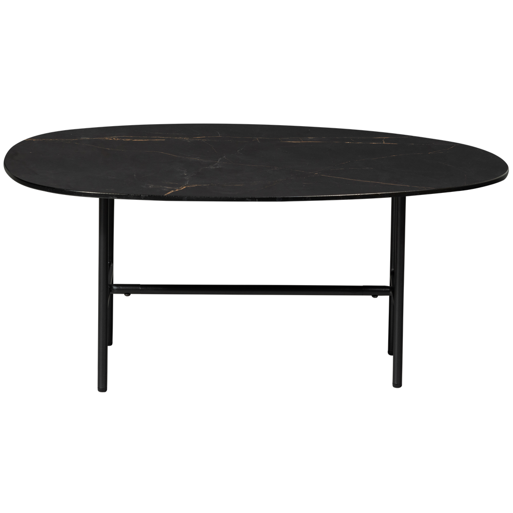 VAJEN COFFEE TABLE WITH MARBLE LOOK TABLETOP BLACK 80x60C