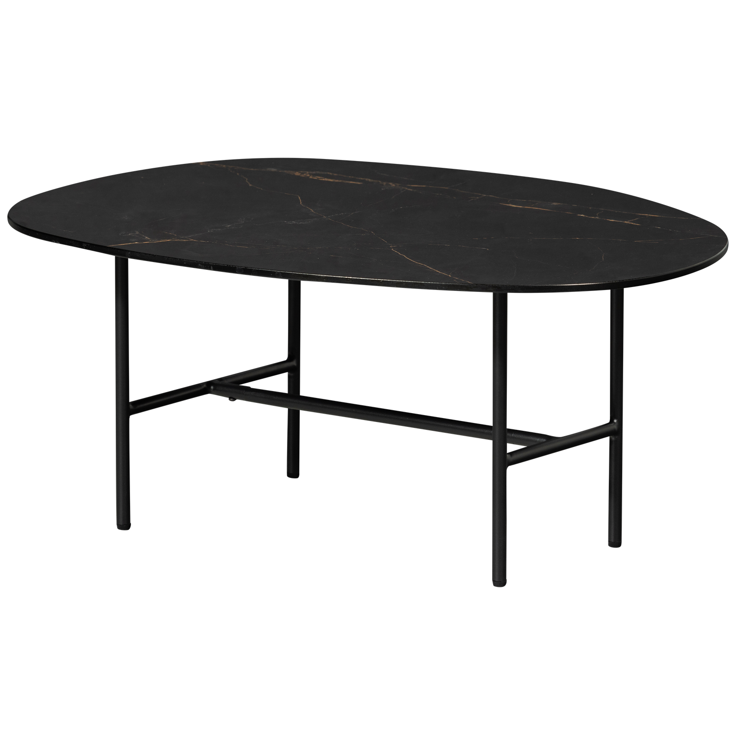VAJEN COFFEE TABLE WITH MARBLE LOOK TABLETOP BLACK 80x60C