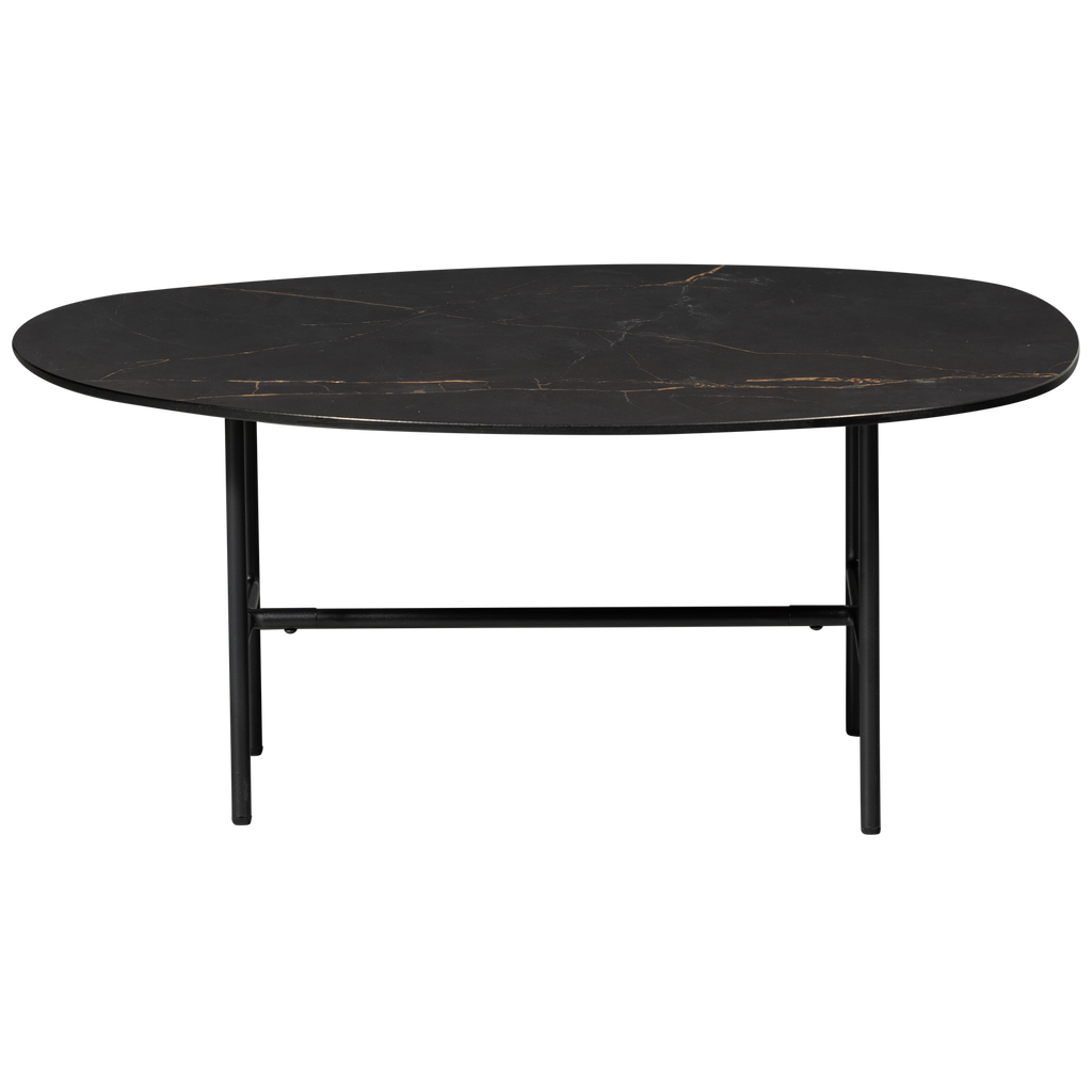 VAJEN COFFEE TABLE WITH MARBLE LOOK TABLETOP BLACK 80x60C