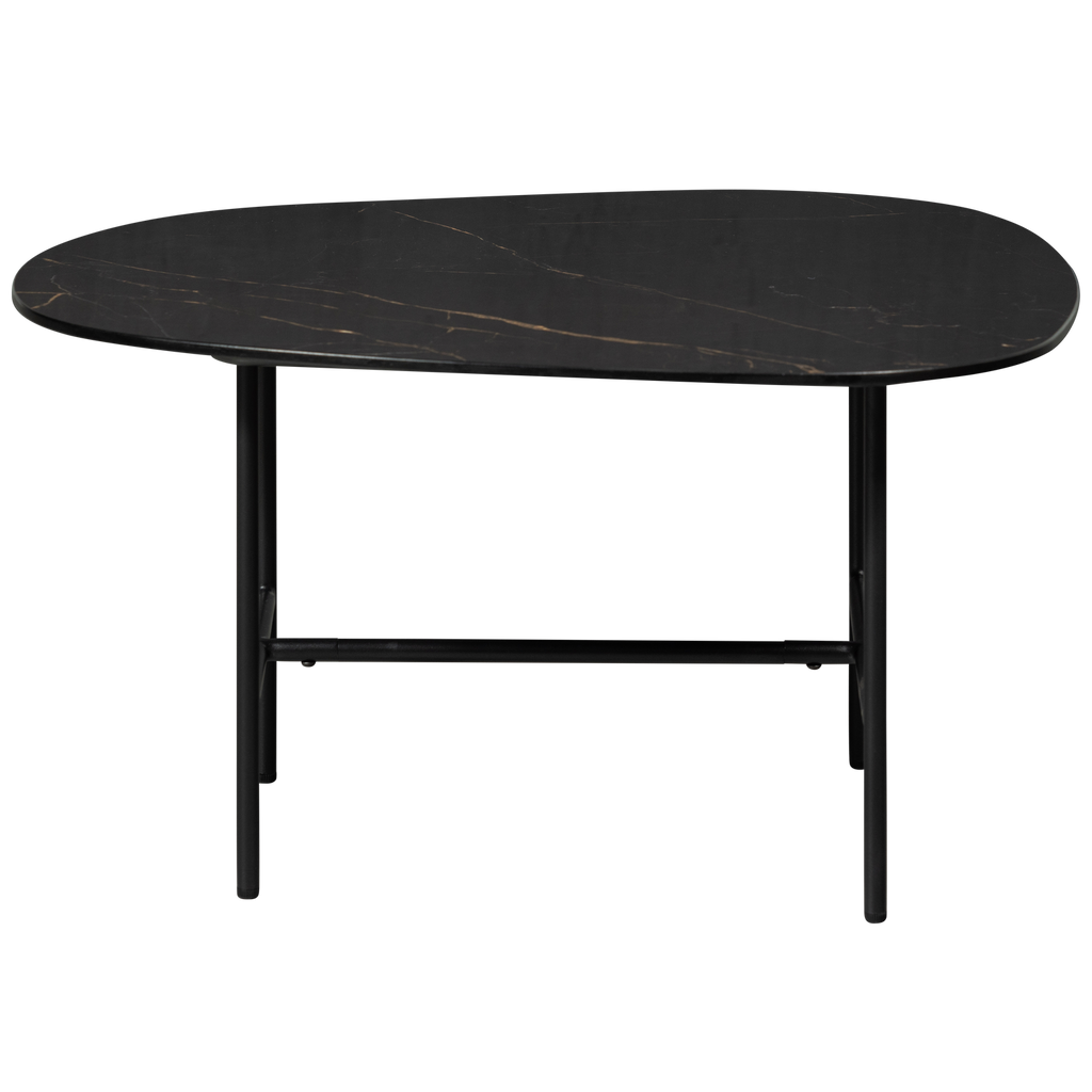 VAJEN COFFEE TABLE WITH MARBLE LOOK TABLETOP BLACK 70x70CM