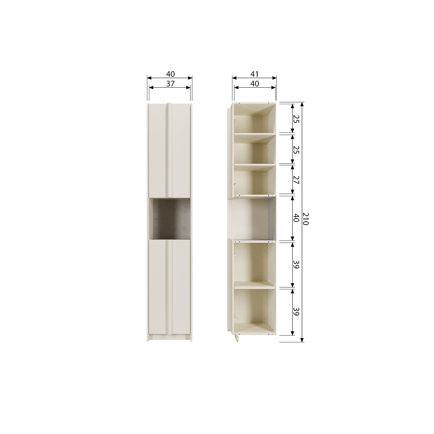 BASU SMALL CABINET 40CM PINE DUST INCL CONCRETE DECOR [fsc]