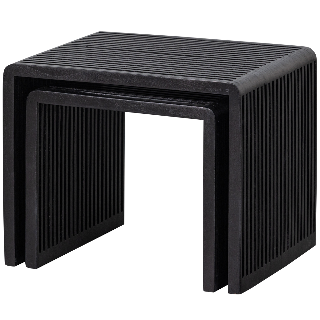 WILLA SIDE TABLES RECYCLED TEAK BLACK - SET OF 2