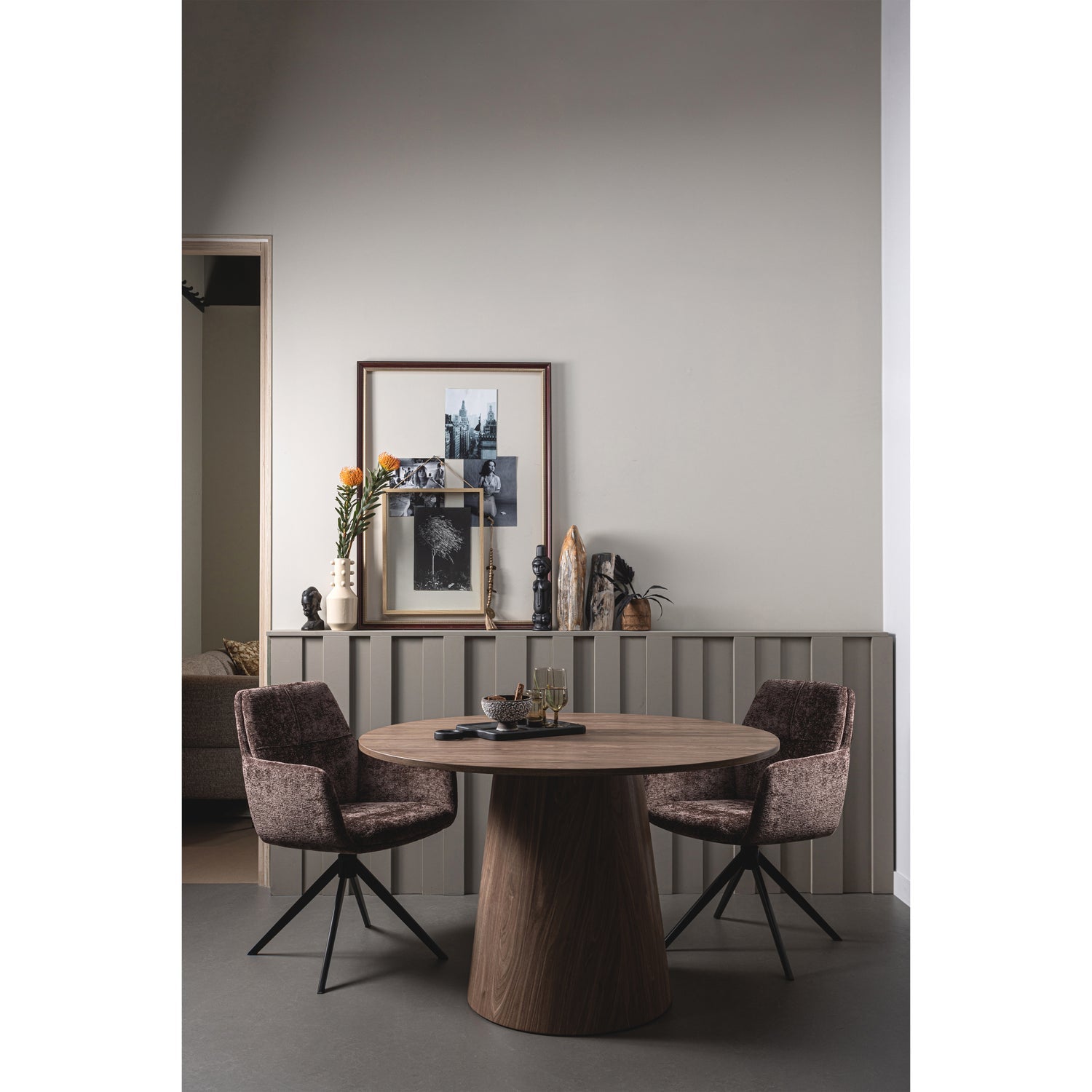MAAN DINING TABLE ROUND MDF WALNUT O120CM