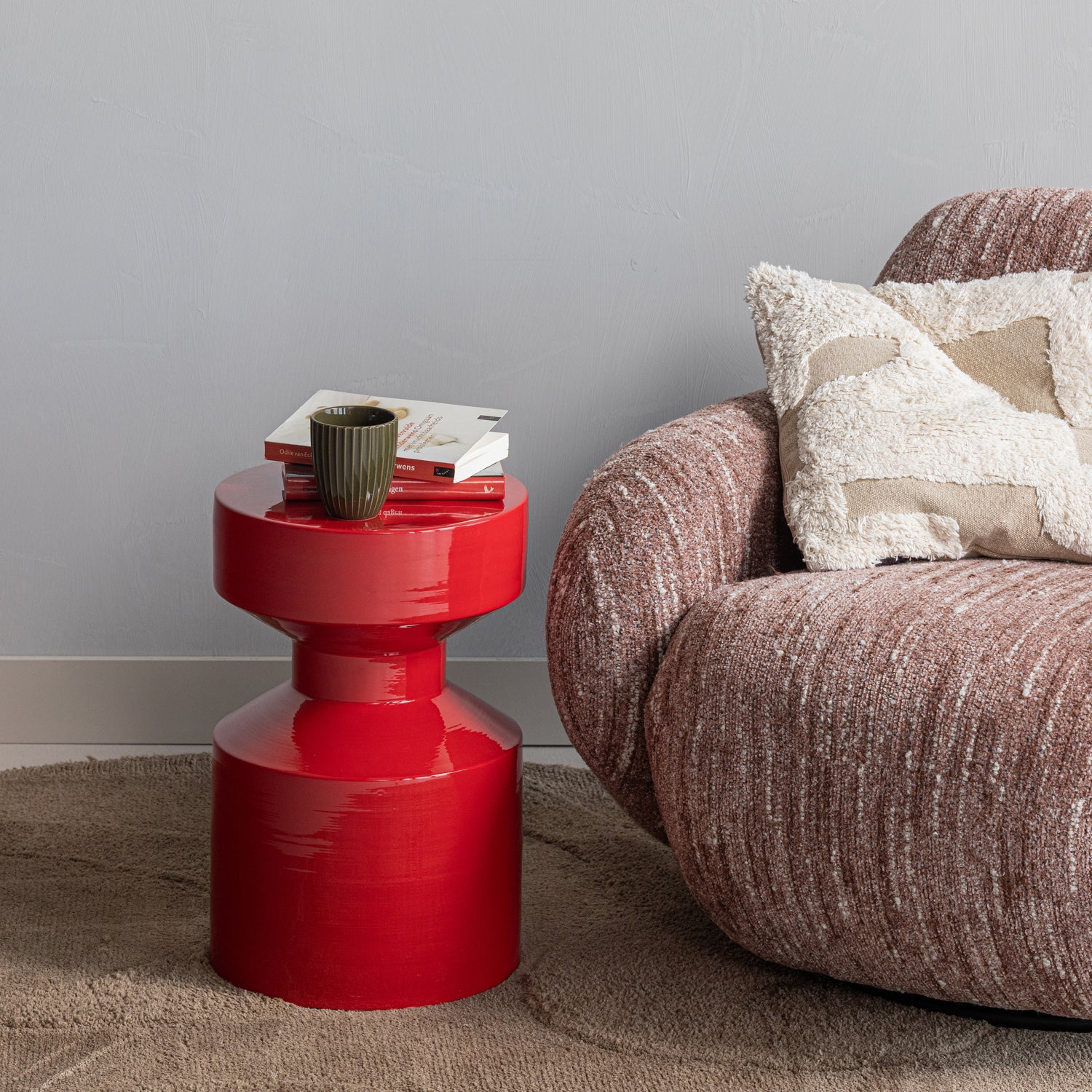 FERRY SIDE TABLE METAL RED