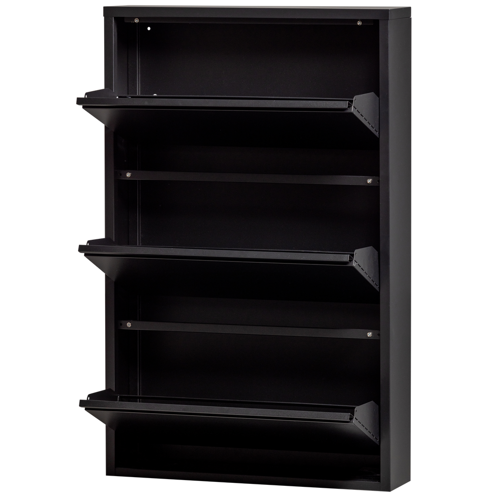 SABINE 3-COMPARTMENT SHOE CABINET METAL BLACK
