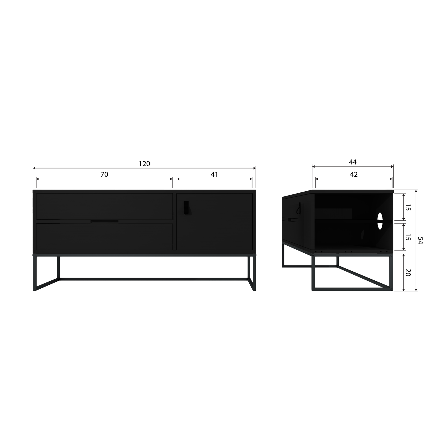 SILAS TV UNIT 120CM ASH BLACKNIGHT [fsc]