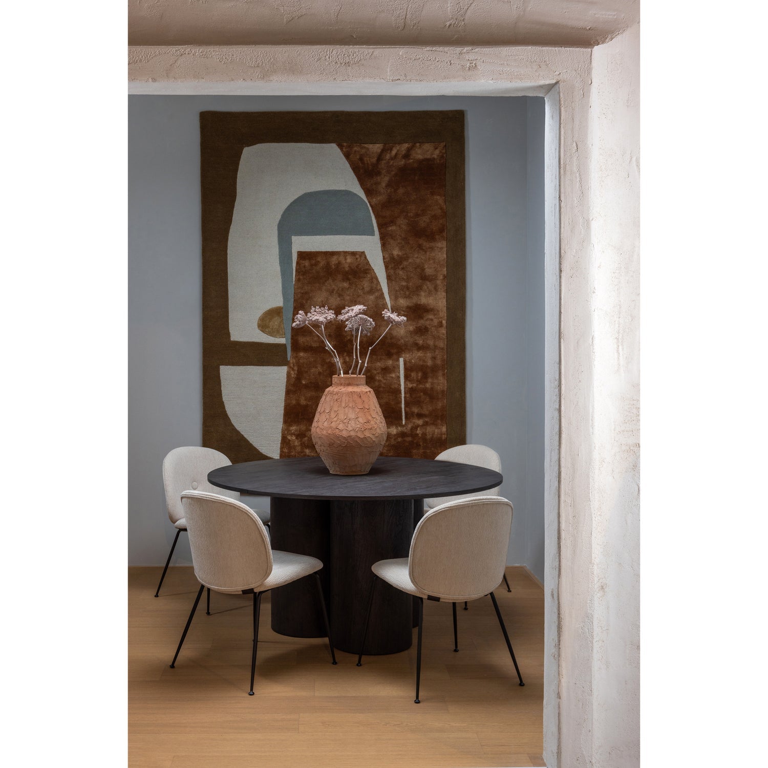 OONA DINING TABLE ROUND WITH 3-LEG MDF DARK BROWN O140CM
