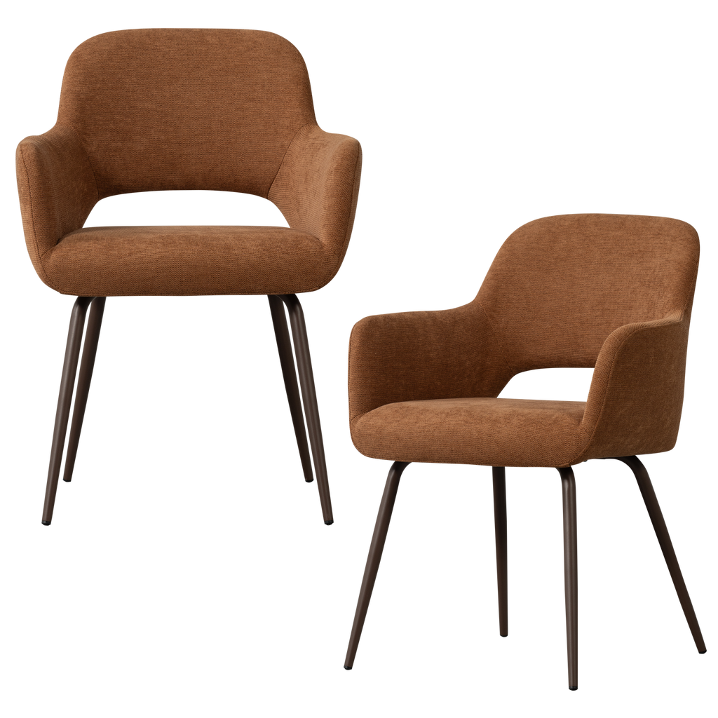 JENNY DINING CHAIR WOVEN FABRIC BROWN